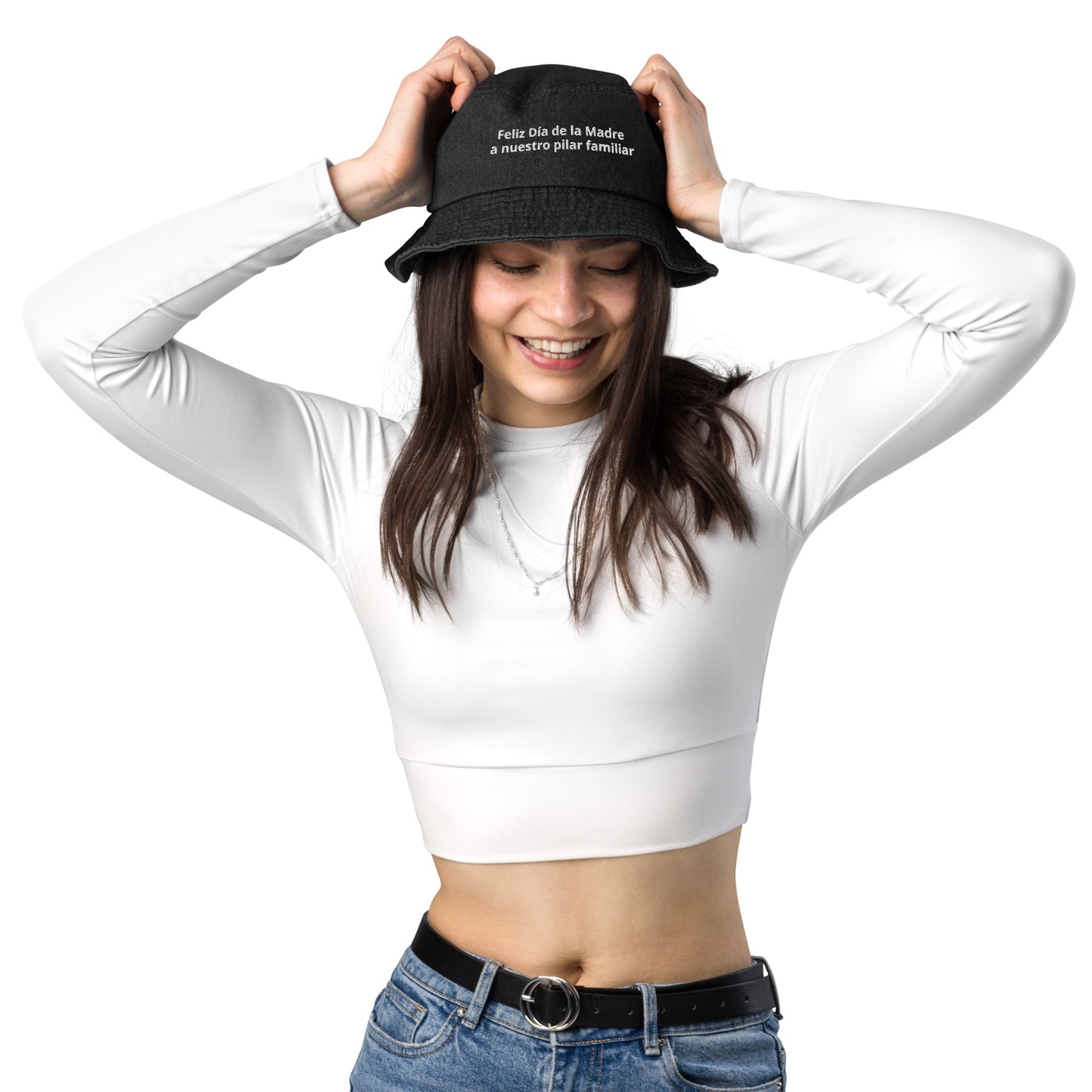 Denim bucket hat feliz Dia de Madre a nuestro pilar familiar