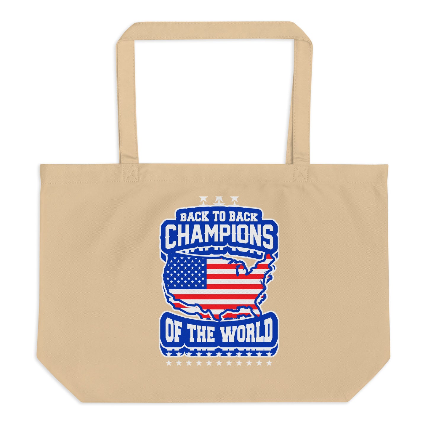 Large organic tote bag Back to Back Champions