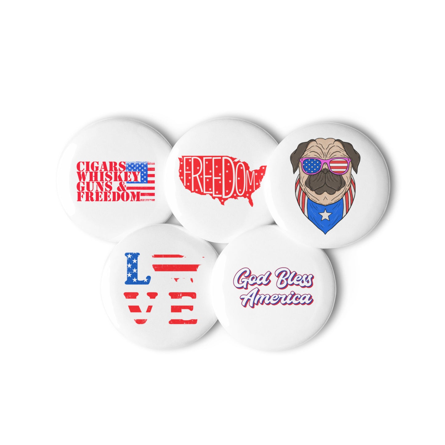 Set of Amercian pin buttons