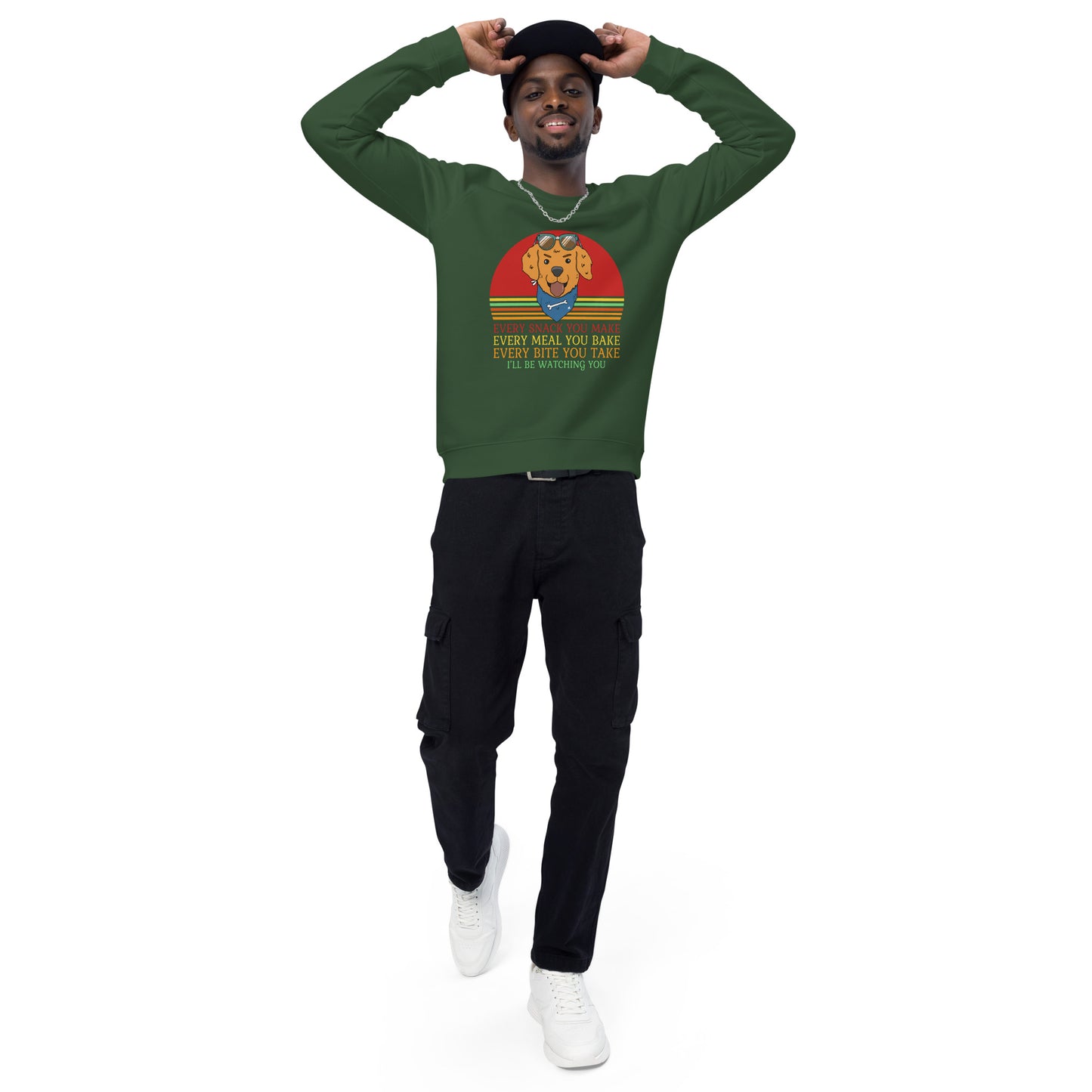 Unisex organic raglan sweatshirt Every Snack You Take