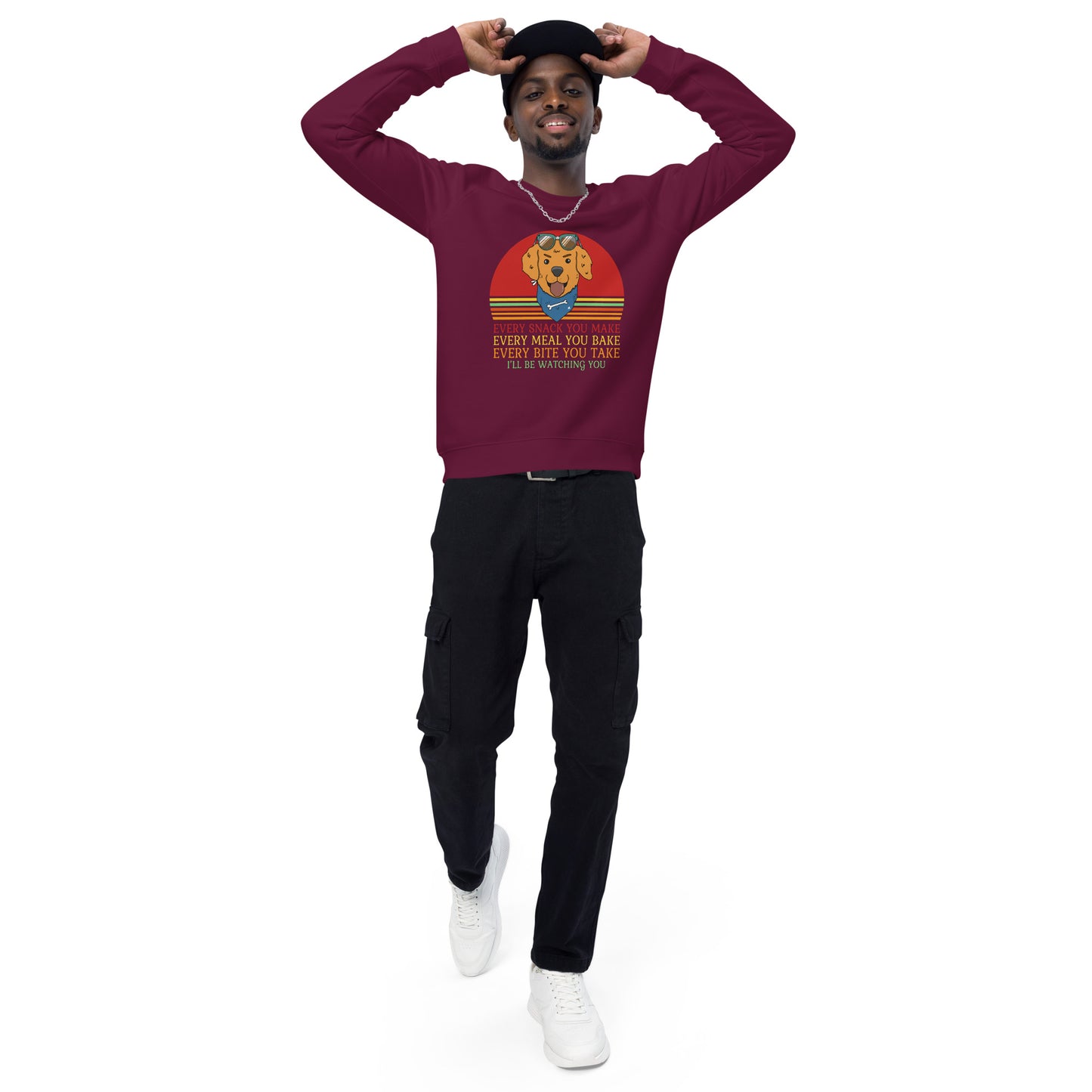 Unisex organic raglan sweatshirt Every Snack You Take