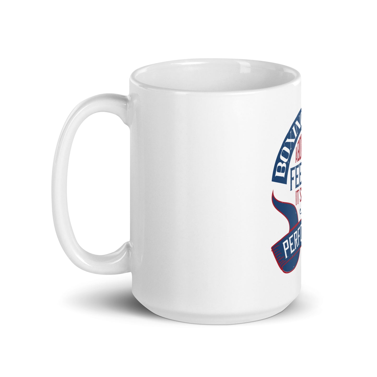 White glossy mug Boxing Is Not