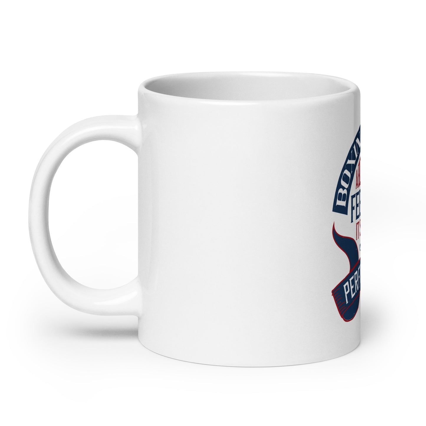 White glossy mug Boxing Is Not