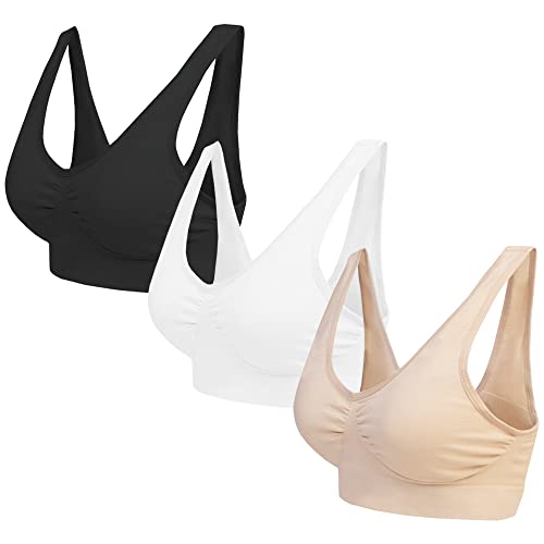 Blu Apparel Multipack Seamless Comfort Bras for Everyday Wear Non Padded No Underwire Maternity Sleep Bra (XXL Aqua/Pink/Lilac)