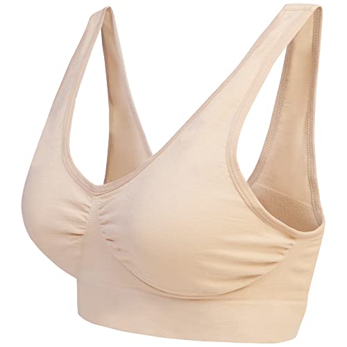 Blu Apparel Multipack Seamless Comfort Bras for Everyday Wear Non Padded No Underwire Maternity Sleep Bra (XXL Aqua/Pink/Lilac)