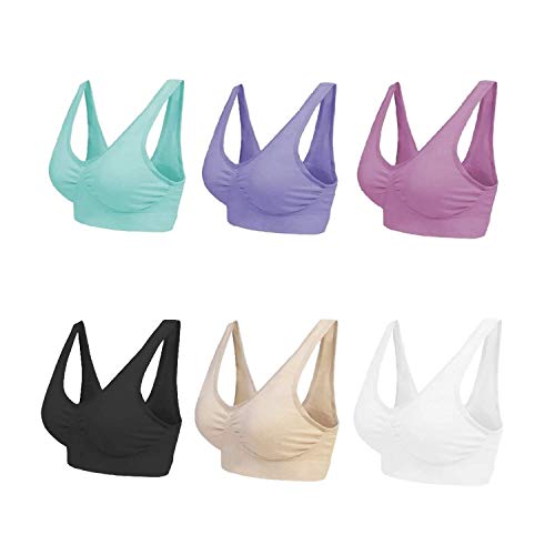 Blu Apparel Multipack Seamless Comfort Bras for Everyday Wear Non Padded No Underwire Maternity Sleep Bra (XXL Aqua/Pink/Lilac)