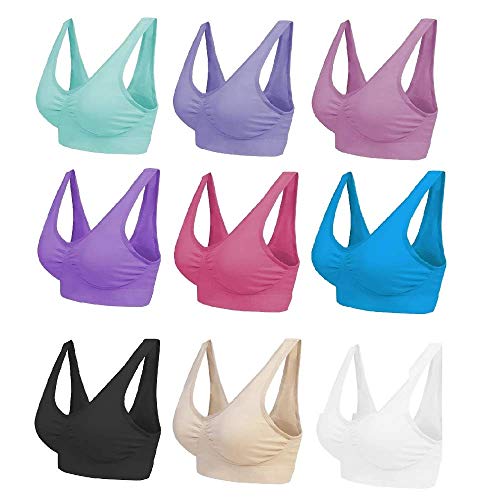 Blu Apparel Multipack Seamless Comfort Bras for Everyday Wear Non Padded No Underwire Maternity Sleep Bra (XXL Aqua/Pink/Lilac)
