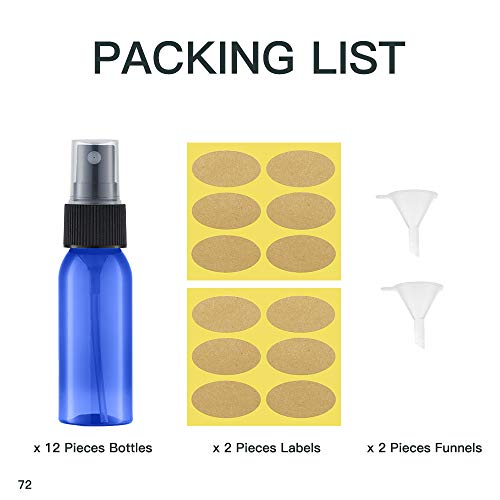 Toureal 30ML Fine Mist Spray Bottle 12pcs Empty Travel Small Mister Refillable Dispenser Spritzer Container for Cosmetics (Clear/Transparent)