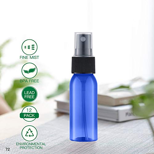 Toureal 30ML Fine Mist Spray Bottle 12pcs Empty Travel Small Mister Refillable Dispenser Spritzer Container for Cosmetics (Clear/Transparent)