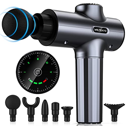 Massage Gun,Muscle Massage Gun Deep Tissue Massager,Quiet Professional Handheld 30 Speeds Muscle Gun,6 Heads,for Fitness Recovery,Muscle Pain Relief,Trigger Point Percussion Massager
