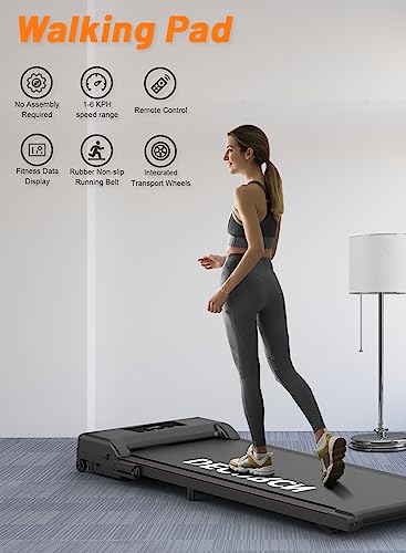 Treadmill for Home, Decorcn Walking Pad Under Desk Treadmill Portable with Bluetooth Speaker, Remote Control and LCD Display, Slim Flat Treadmills for Home Office Gym Use Installation-Free