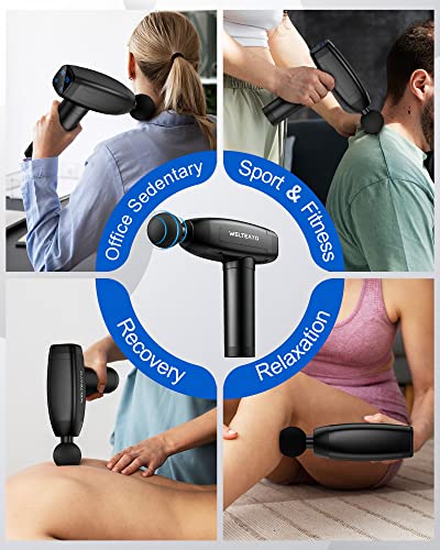 Massage Gun,Muscle Massage Gun Deep Tissue Massager,Quiet Professional Handheld 30 Speeds Muscle Gun,6 Heads,for Fitness Recovery,Muscle Pain Relief,Trigger Point Percussion Massager