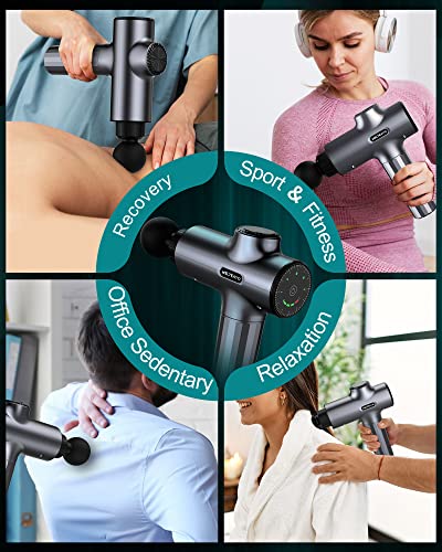 Massage Gun,Muscle Massage Gun Deep Tissue Massager,Quiet Professional Handheld 30 Speeds Muscle Gun,6 Heads,for Fitness Recovery,Muscle Pain Relief,Trigger Point Percussion Massager