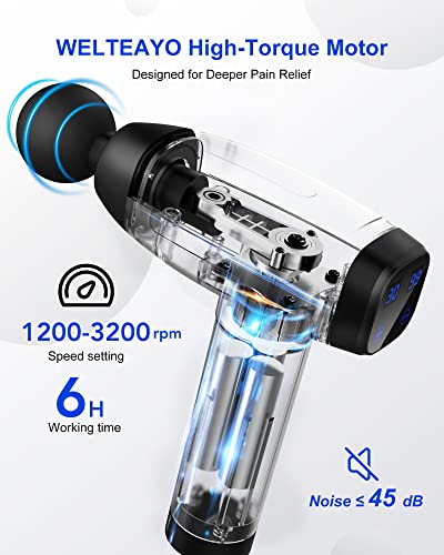 Massage Gun,Muscle Massage Gun Deep Tissue Massager,Quiet Professional Handheld 30 Speeds Muscle Gun,6 Heads,for Fitness Recovery,Muscle Pain Relief,Trigger Point Percussion Massager