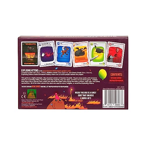 Exploding Kittens Card Game - Original Edition, Fun Family Games for Adults Teens & Kids - Fun Card Games - 15 Min, Ages 7+, 2-5 Players
