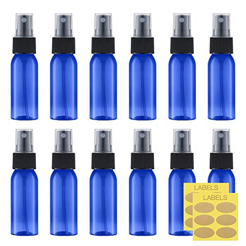 Toureal 30ML Fine Mist Spray Bottle 12pcs Empty Travel Small Mister Refillable Dispenser Spritzer Container for Cosmetics (Clear/Transparent)