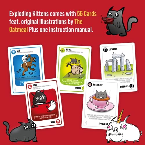 Exploding Kittens Card Game - Original Edition, Fun Family Games for Adults Teens & Kids - Fun Card Games - 15 Min, Ages 7+, 2-5 Players