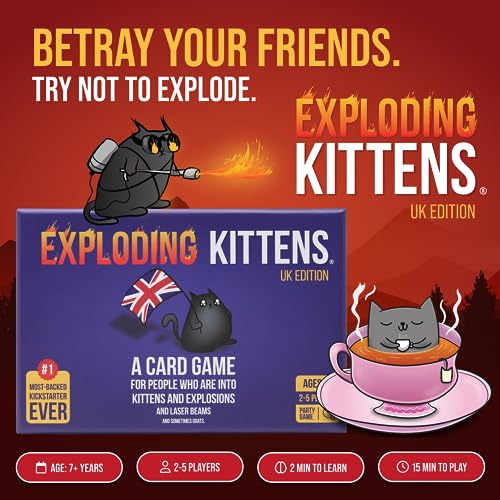 Exploding Kittens Card Game - Original Edition, Fun Family Games for Adults Teens & Kids - Fun Card Games - 15 Min, Ages 7+, 2-5 Players