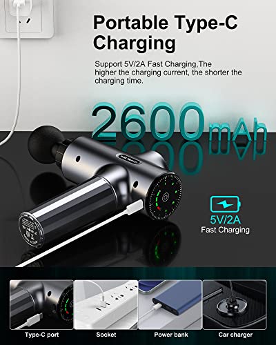 Massage Gun,Muscle Massage Gun Deep Tissue Massager,Quiet Professional Handheld 30 Speeds Muscle Gun,6 Heads,for Fitness Recovery,Muscle Pain Relief,Trigger Point Percussion Massager