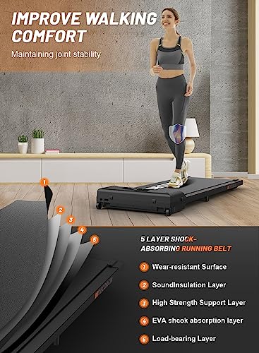 Treadmill for Home, Decorcn Walking Pad Under Desk Treadmill Portable with Bluetooth Speaker, Remote Control and LCD Display, Slim Flat Treadmills for Home Office Gym Use Installation-Free