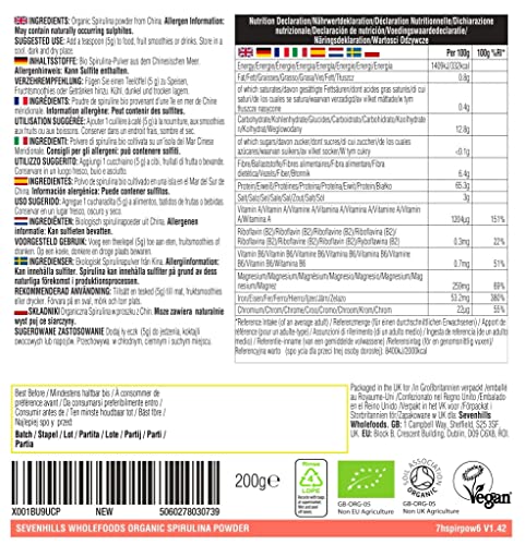 Sevenhills Wholefoods Organic Spirulina Powder 1kg