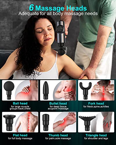 Massage Gun,Muscle Massage Gun Deep Tissue Massager,Quiet Professional Handheld 30 Speeds Muscle Gun,6 Heads,for Fitness Recovery,Muscle Pain Relief,Trigger Point Percussion Massager