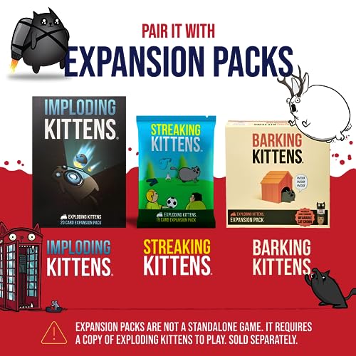 Exploding Kittens Card Game - Original Edition, Fun Family Games for Adults Teens & Kids - Fun Card Games - 15 Min, Ages 7+, 2-5 Players