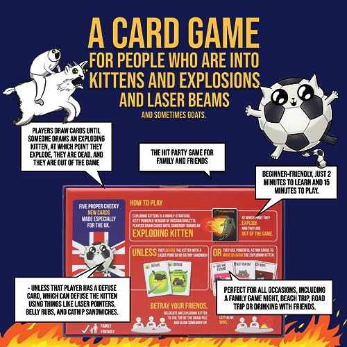 Exploding Kittens Card Game - Original Edition, Fun Family Games for Adults Teens & Kids - Fun Card Games - 15 Min, Ages 7+, 2-5 Players