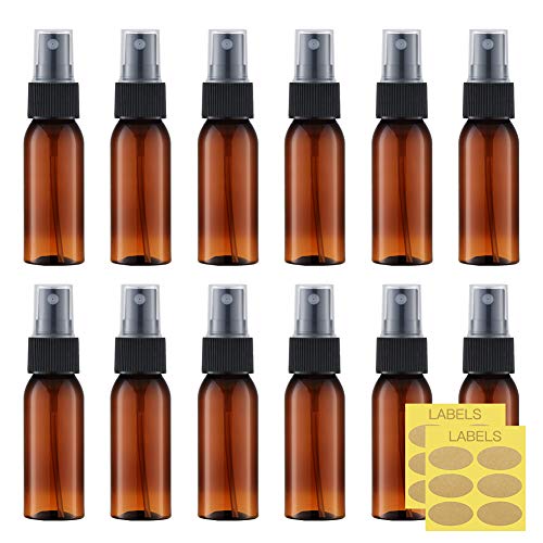 Toureal 30ML Fine Mist Spray Bottle 12pcs Empty Travel Small Mister Refillable Dispenser Spritzer Container for Cosmetics (Clear/Transparent)