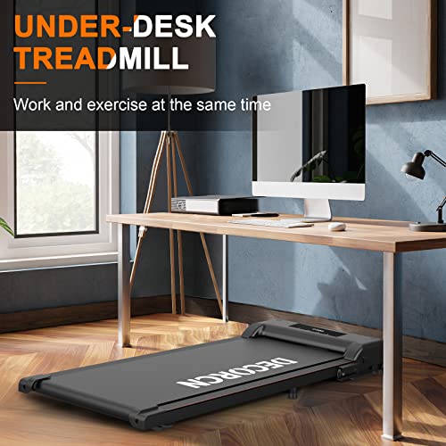Treadmill for Home, Decorcn Walking Pad Under Desk Treadmill Portable with Bluetooth Speaker, Remote Control and LCD Display, Slim Flat Treadmills for Home Office Gym Use Installation-Free