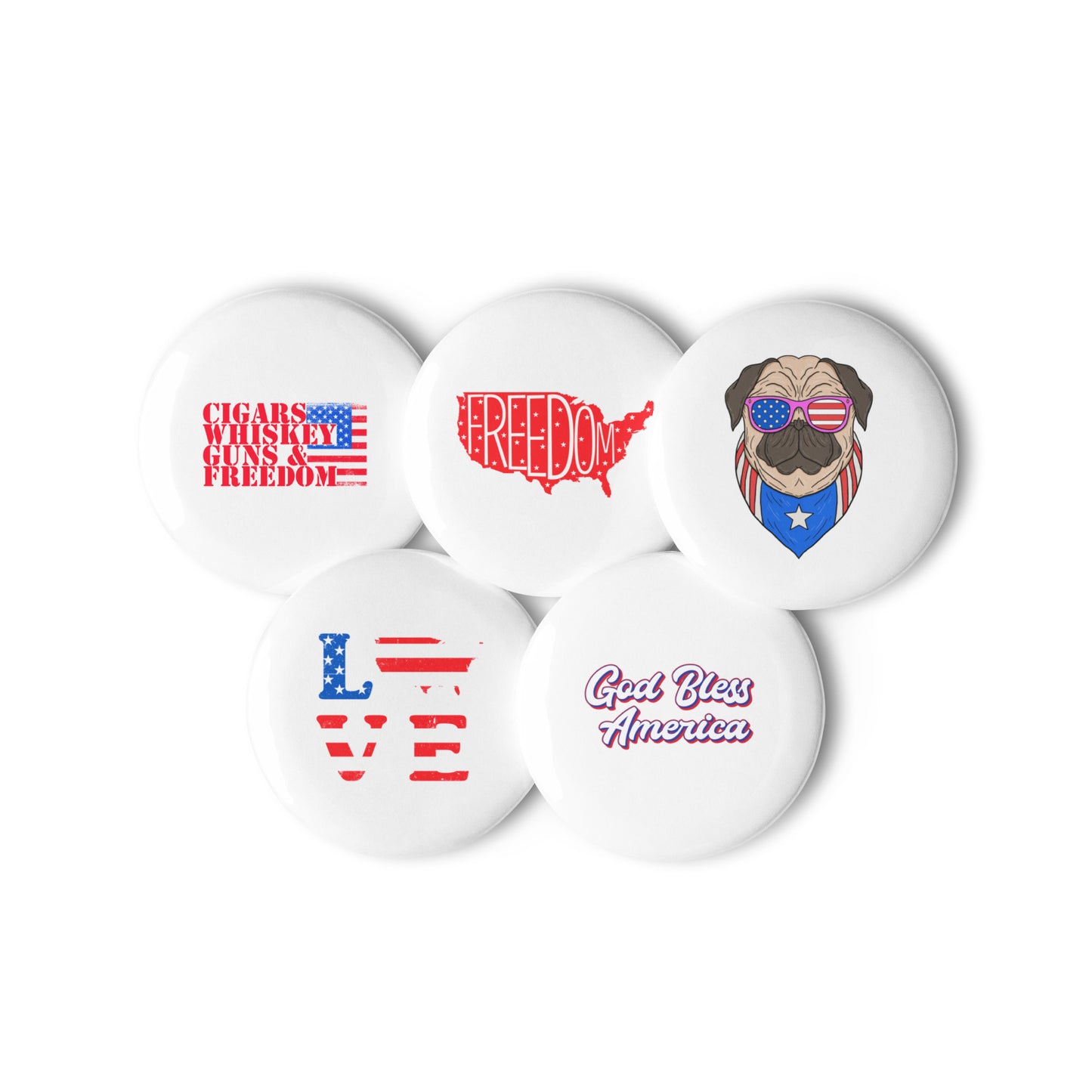 Set of   Amercian pin buttons