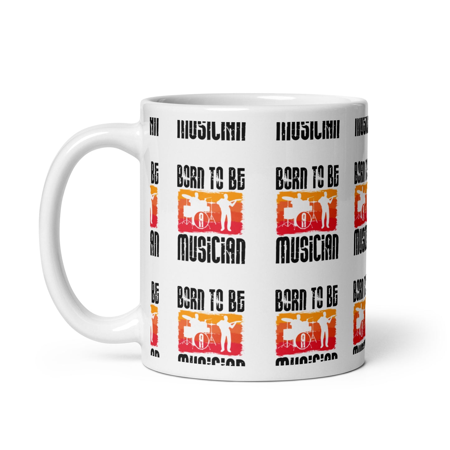 White glossy mug Born to be