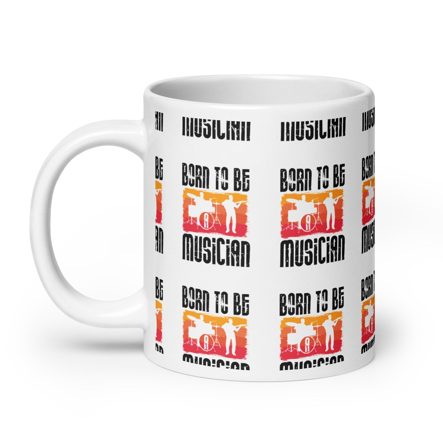 White glossy mug Born to be