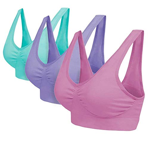 Blu Apparel Multipack Seamless Comfort Bras for Everyday Wear Non Padded No Underwire Maternity Sleep Bra (XXL Aqua/Pink/Lilac)